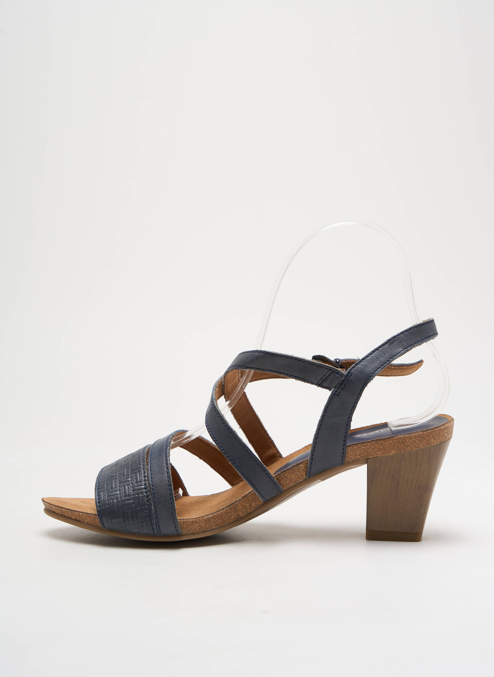Sandales/nu pieds matière lisse talon de 4 à 6cm bleu CAPRICE femme