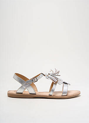 Sandales/nu pieds matière lisse talon plat jusqu'à 3cm argent LILYBELLULE femme