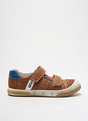 Sandales/nu pieds tissage satiné bout rond marron BOPY garcon
