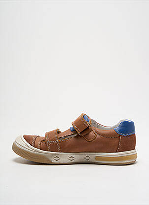 Sandales/nu pieds tissage satiné bout rond marron BOPY garcon