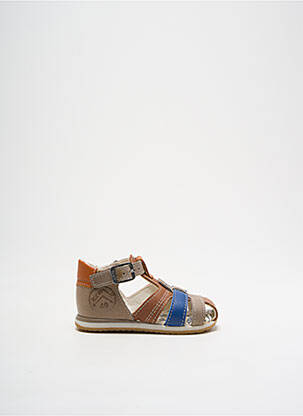 Sandales/nu pieds matière lisse bout rond marron BOPY garçon