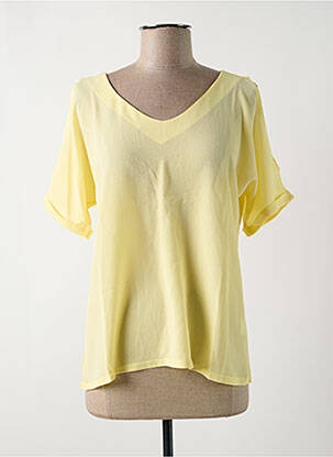 Top coupe fluide manches courtes jaune MULTIPLES femme