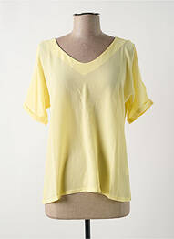 Top coupe fluide manches courtes jaune MULTIPLES femme