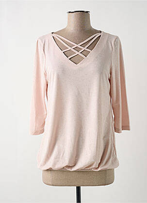 Top col v manches 3/4 beige MULTIPLES femme