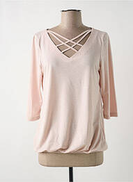 Top col v manches 3/4 beige MULTIPLES femme