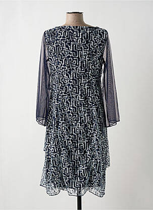 Robe mi-longue coupe fluide manches longues bleu MULTIPLES femme