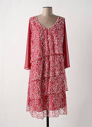 Robe mi-longue coupe fluide manches longues rouge MULTIPLES femme