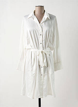 Robe mi-longue coupe fluide manches longues blanc MULTIPLES femme