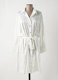 Robe mi-longue coupe fluide manches longues blanc MULTIPLES femme