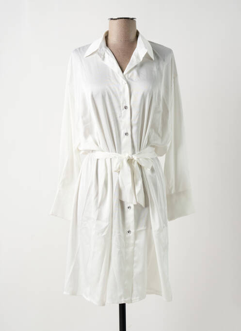 Robe mi-longue coupe fluide manches longues blanc MULTIPLES femme