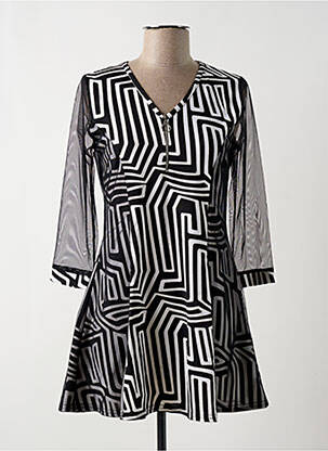 Robe courte coupe évasée manches longues noir MULTIPLES femme