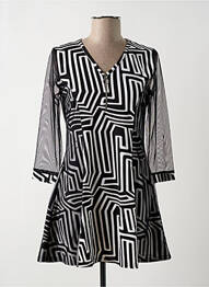 Robe courte coupe évasée manches longues noir MULTIPLES femme