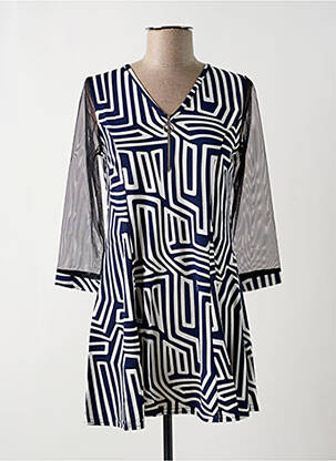 Robe courte coupe évasée manches longues bleu MULTIPLES femme