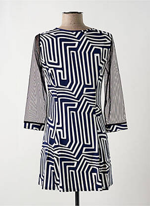 Robe courte coupe évasée manches longues bleu MULTIPLES femme