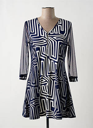 Robe courte coupe évasée manches longues bleu MULTIPLES femme