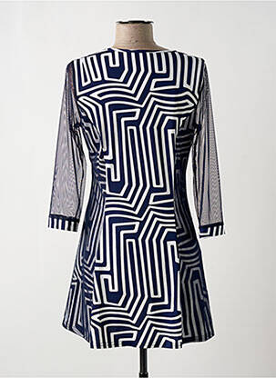 Robe courte coupe évasée manches longues bleu MULTIPLES femme