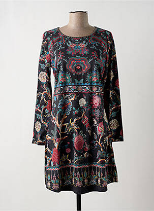 Robe courte fermeture zippée au dos manches longues noir MULTIPLES femme