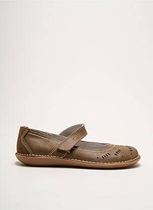 Ballerines fermeture scratch talon plat jusqu'à 3cm marron MORAN'S femme