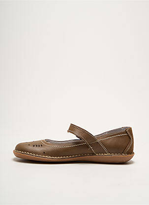 Ballerines fermeture scratch talon plat jusqu'à 3cm marron MORAN'S femme