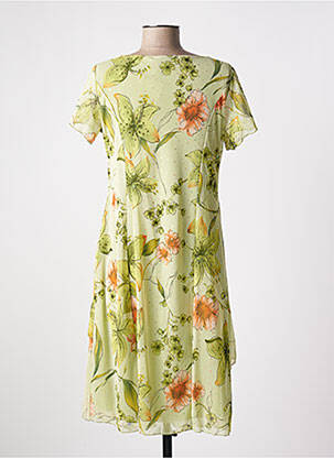 Robe mi-longue imprimé fleurs manches courtes vert MULTIPLES femme