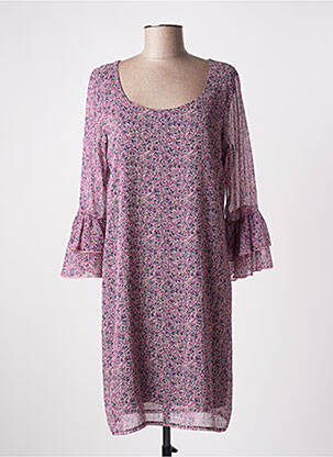 Robe courte coupe fluide manches 3/4 violet MULTIPLES femme