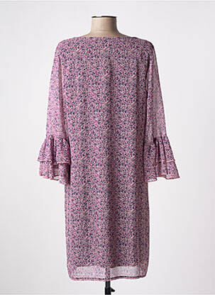 Robe courte coupe fluide manches 3/4 violet MULTIPLES femme
