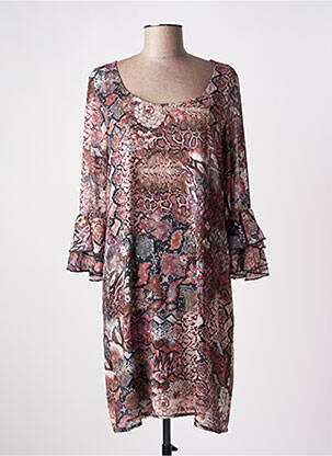 Robe mi-longue coupe fluide manches 3/4 marron MULTIPLES femme