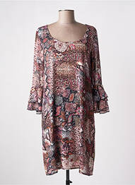 Robe mi-longue coupe fluide manches 3/4 marron MULTIPLES femme