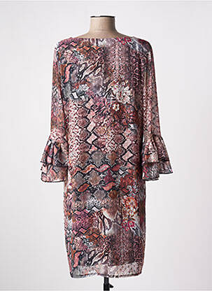 Robe mi-longue coupe fluide manches 3/4 marron MULTIPLES femme