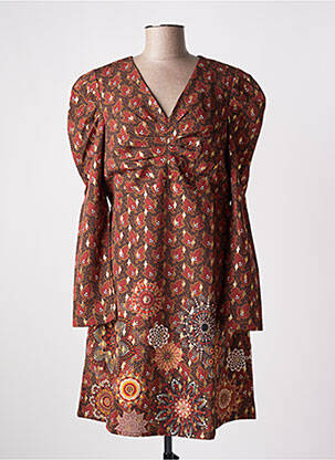 Robe courte manches longues manches longues orange MULTIPLES femme