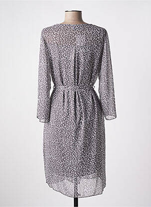 Robe mi-longue coupe fluide manches longues gris MULTIPLES femme