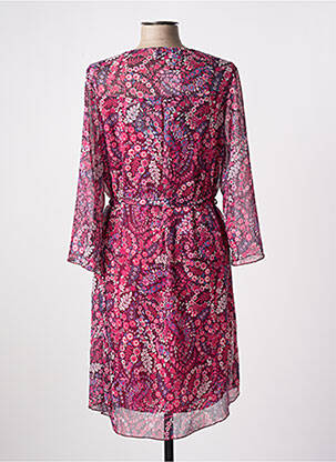 Robe mi-longue imprimé fleurs manches 3/4 rose MULTIPLES femme