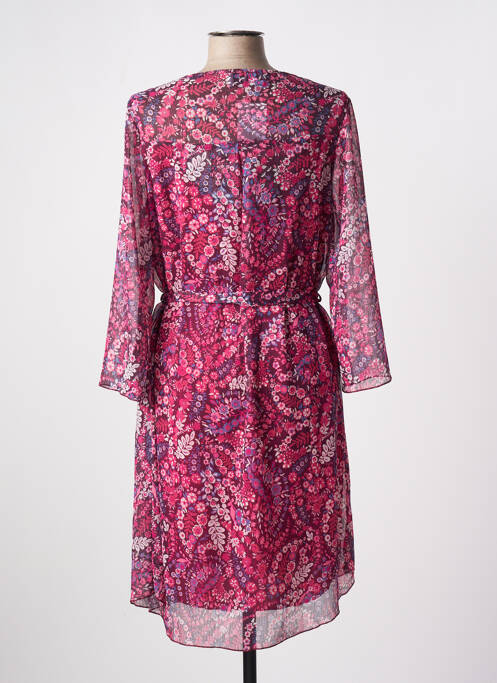 Robe mi-longue imprimé fleurs manches 3/4 rose MULTIPLES femme