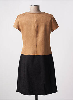 Robe courte fermeture zippée au dos manches courtes marron MULTIPLES femme