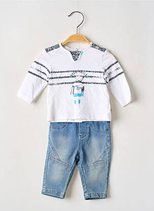 Ensemble pantalon taille élastique bleu 3 POMMES garçon