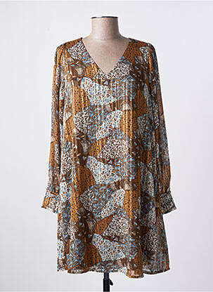 Robe mi-longue coupe fluide manches longues marron LOLA ESPELETA femme