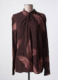 Blouse imprimé fantaisie manches longues marron YAYA femme