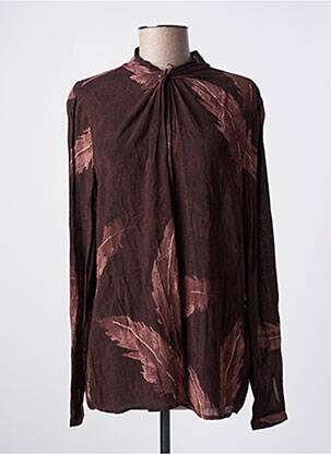 Blouse imprimé fantaisie manches longues marron YAYA femme