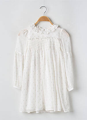 Robe mi-longue col claudine manches longues blanc MAYORAL fille