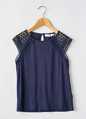 Top fermeture boutonnée au dos manches courtes bleu MINI MOLLY fille