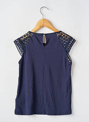 Top fermeture boutonnée au dos manches courtes bleu MINI MOLLY fille