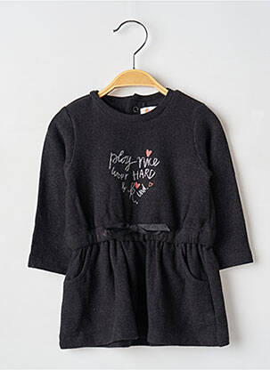 Robe mi-longue col rond manches longues noir BABY BOL fille