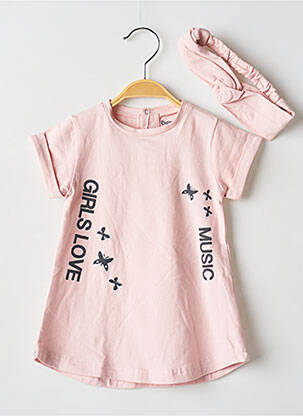 Robe mi-longue manches courtes manches courtes rose BABY BOL fille