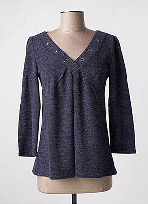 Pull coupe cintrée manches 3/4 bleu MULTIPLES femme
