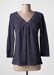 Pull coupe cintrée manches 3/4 bleu MULTIPLES femme