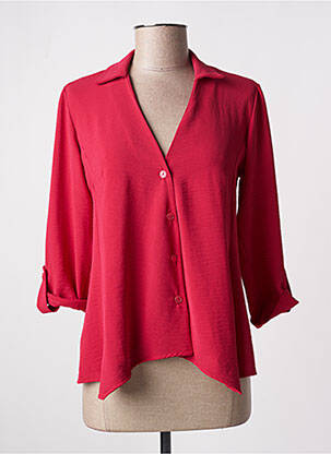 Chemisier tissage crêpe manches 3/4 rouge MULTIPLES femme