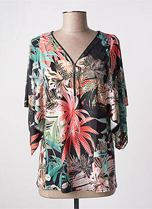 T-shirt col v manches courtes vert MULTIPLES femme