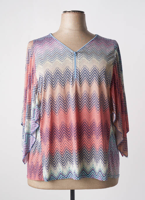 T-shirt imprimé fantaisie manches 3/4 bleu MULTIPLES femme