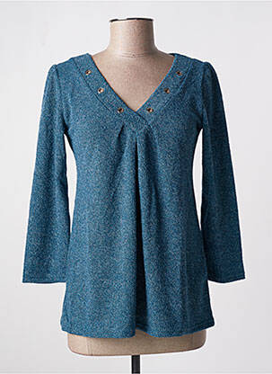 Pull tissage chiné manches longues bleu MULTIPLES femme