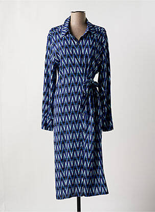 Robe mi-longue manches longues manches longues bleu PAZ TORRAS femme